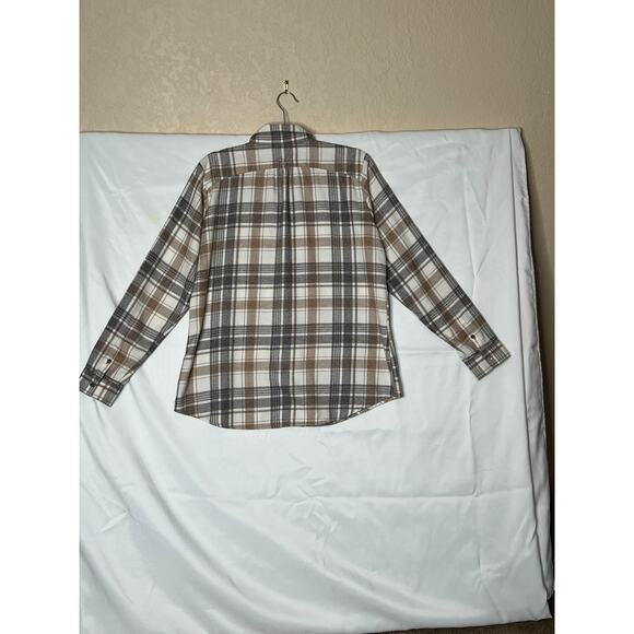 Kuhl womens size L shirt beige/cream button-up plaid flannel  soft, outdoors - Picture 2 of 10